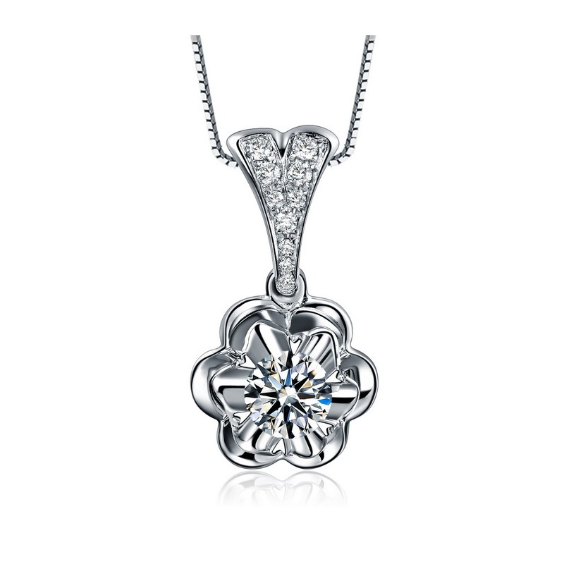 【佐卡伊 白18k金 樱花钻石吊坠 结婚吊坠女款
