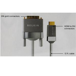 贝尔金 HDMI转DVI-I高清数据传输连接线3.6米 AV22401-12-WHT yxw