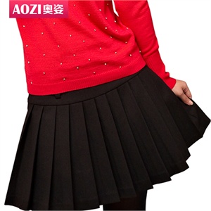 Aozi奥姿 2012春装 新款女裙淑女百褶短裙赠腰带SH065