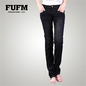 FUFM 2012春秋装新品 女士直筒低腰弹力牛仔裤W10MSJ011