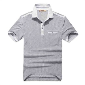 洛兹喜力派 夏装新品款 男士色织翻领条纹短袖T恤DP60606