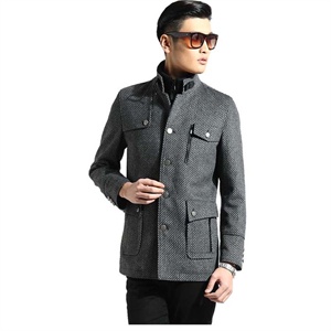 【nonbrand】高端藤编纹商务休闲羊毛外套