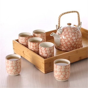【思喜】景德镇陶瓷 居家茶具套装 小碎花 提梁壶 梅花CJ-D032