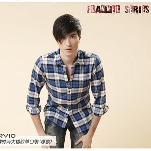 【品牌直供】【LARVIO】（男装）法兰绒时尚大格纹单口袋厚款