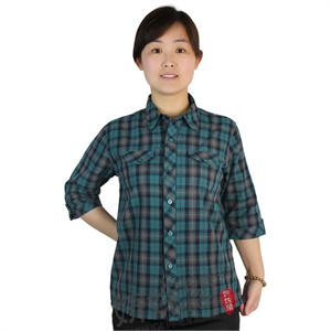 2012夏装新品中年女装中老年长袖衬衫妈妈装格子七分袖衬衣
