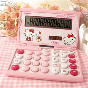 HELLO KITTY 时尚新版计算器 大型折叠计算器 太阳能+7号电池