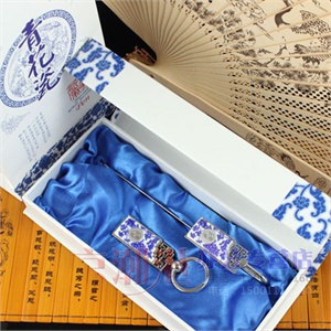 青花瓷 2件套 书签+钥匙扣 会议礼品 青花商务礼品 中国风