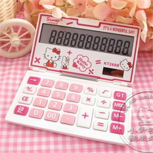 HELLO KITTY 卡通计算器太阳能计算器折叠计算器 白色