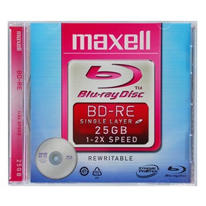 【当当销售配送】MAXELL麦克赛尔 BD-RE 2X 25GB 蓝光 单片盒装 刻录盘