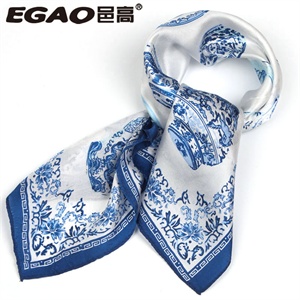 邑高EGAO正品 真丝小方巾 青花瓷 21112