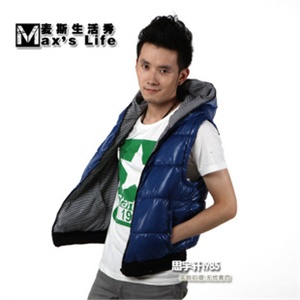 Max's Life/麦斯生活秀 抛光透气 男式连帽马夹棉背心 K562