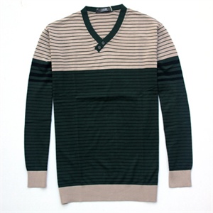 LUIS正品 2012春装新款男士个性拼色V领时尚横条羊毛衫L13MSL30