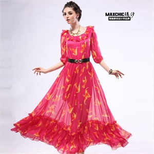 Maxchic玛汐 2012 春装 新款意大利夏真丝连衣裙长裙 C00634S12C
