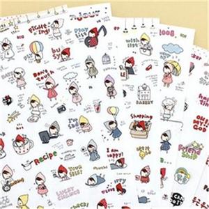 我顶 韩国可爱小女孩My Ltiile Friend透明装饰贴纸套装 6张入