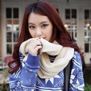 星琦舞仿羊绒纯色围巾 男女同款毛线围巾