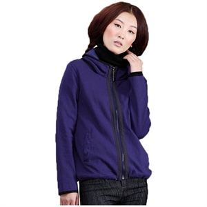 INMAN茵曼女装 纯棉 撞色 包边开衫 堆堆领 宽松 卫衣 JC20009