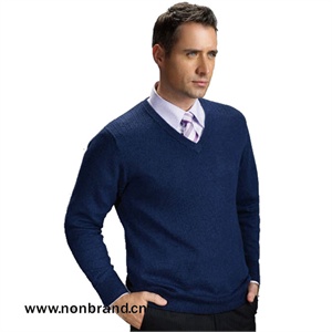 【nonbrand】蓝色全电脑提花羊绒衫