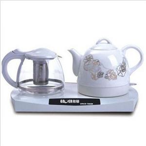 精品热卖 格顿陶瓷电热水壶套装HY-2080(1000W,1L) 金边荷花