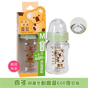 喜多 宽口径葫芦型耐高温玻璃奶瓶150ML CDH10502
