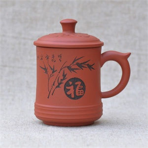 [大彬堂]茶具 清水泥刻绘竹段如意女士杯1125