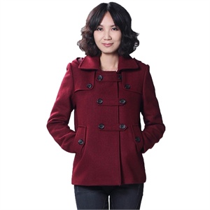 【UDOT右道】欧美军装 双排扣军装连帽 女羊毛呢外套 W154