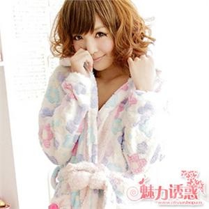 想飘 独家可爱日系长袖连帽珊瑚绒睡袍浴袍睡衣家居服女秋冬季