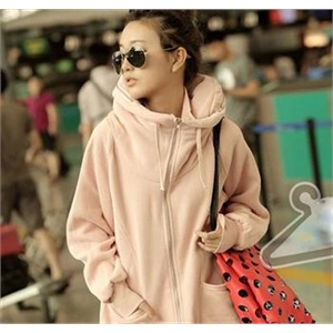 星琦舞 2011新款韩版连帽高领加厚抓绒卫衣粉色SJL 8556