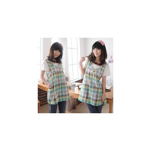 星琦舞格子衬衣 孕妇短袖上衣 夏款孕妇装 韩版孕妇衣MNYS3575