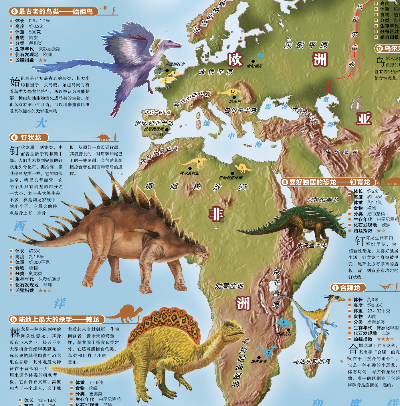 儿童房专用挂图 《恐龙地图》