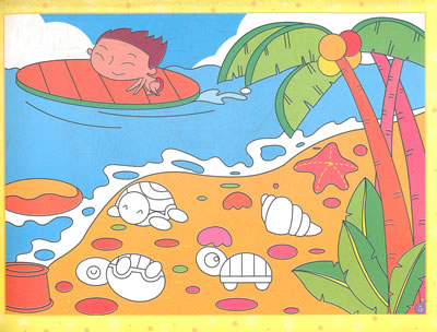 贝壳螃蟹儿童画 贝壳螃蟹儿童画