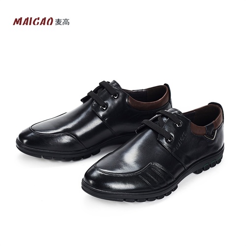 maigao麦高 男鞋英伦商务皮鞋 头层牛皮商务单鞋休闲系带软面鞋子正品