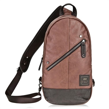 佑一良品 韩版潮男休闲pu皮胸包 撞色小斜挎背包130131_棕色