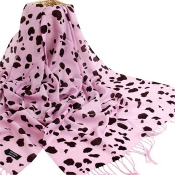 纽马克nmk 流苏彩染披肩 羊毛印花围巾 嫩粉奶牛花_粉色年末清仓 女士