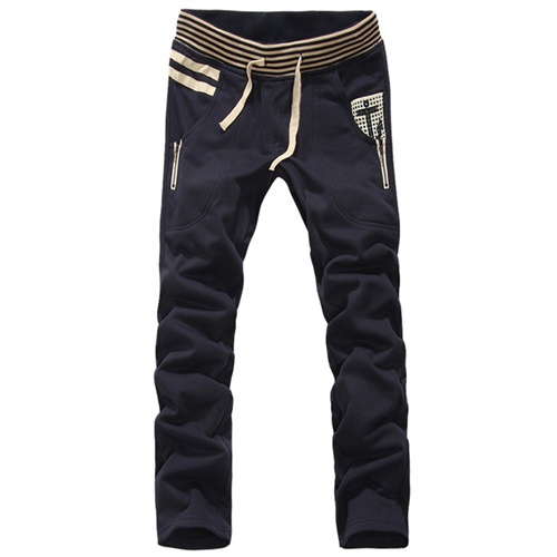 新款 裤子 海军风 纯棉 男士 长裤 运动休闲裤 (k)cah-abfh_藏青色,m