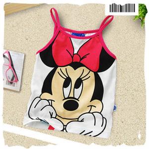 煜婴坊童装新款 大头托腮米妮纯棉儿童吊带衫/背心m10m0084