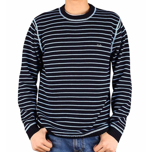 ucla 09冬款休闲系列蓝色条横间长袖棉织衫-服装-手机当当网