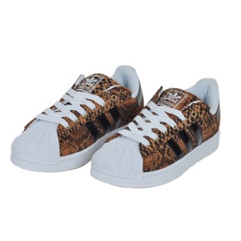 adidas 蛇纹 男女款 休闲鞋superstar 情侣款三叶草 金蛇狂舞_棕黑,38