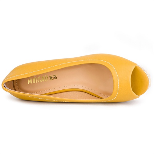 maigao麦高2013新款女鞋 松糕厚底鱼嘴凉鞋 漆皮甜美防滑坡跟单鞋c2