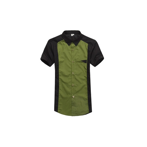2013夏装新款 小清新 男装短袖衬衫 衬衣 男夏季短袖衬衫_军绿色,l