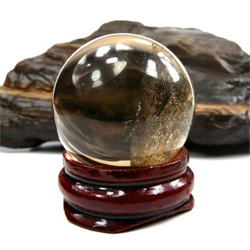 一生一石 天然茶水晶球小摆件24-28mm 1314k