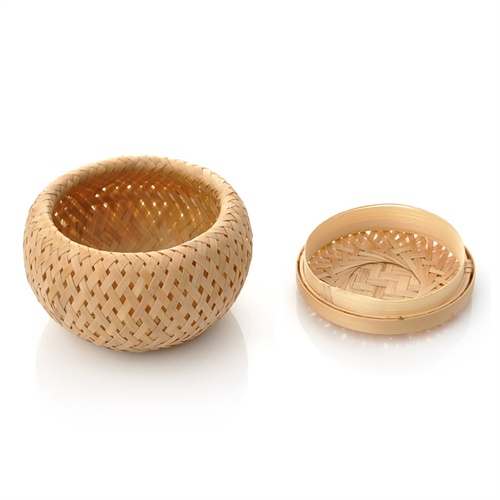 雅集正品 双层茶叶罐 纯手工竹编小茶篓 竹篓 沱茶必备 竹工艺品