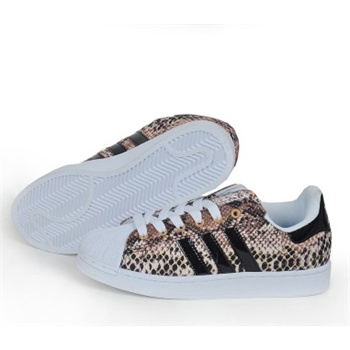 adidas 蛇纹 男女款 休闲鞋superstar 情侣款三叶草 金蛇狂舞_黑棕,36