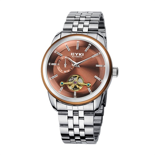 eyki/艾奇 机械镂空手表 男士商务时装表 8573 棕色