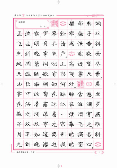 庞中华经典宋词欣赏行书钢笔字帖